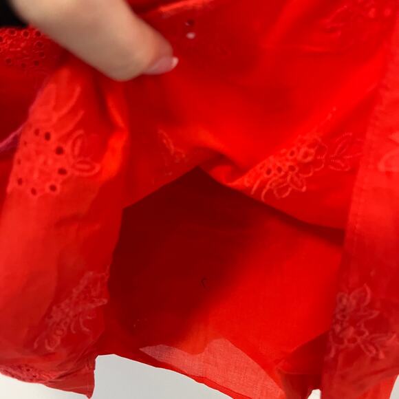 NEW J. Crew Red Embroidered Eyelet Square Neck Blouse Size Small - Picture 5 of 8